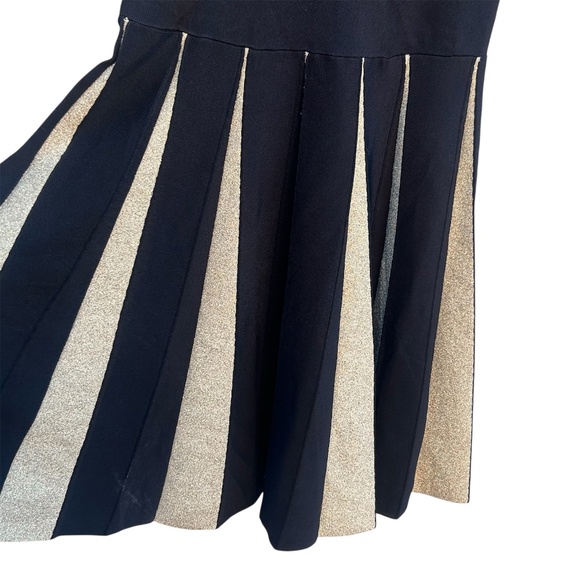 Ted Baker Wytney Black & Gold Cold Shoulder Skater Dress Size 3 - Picture 11 of 16